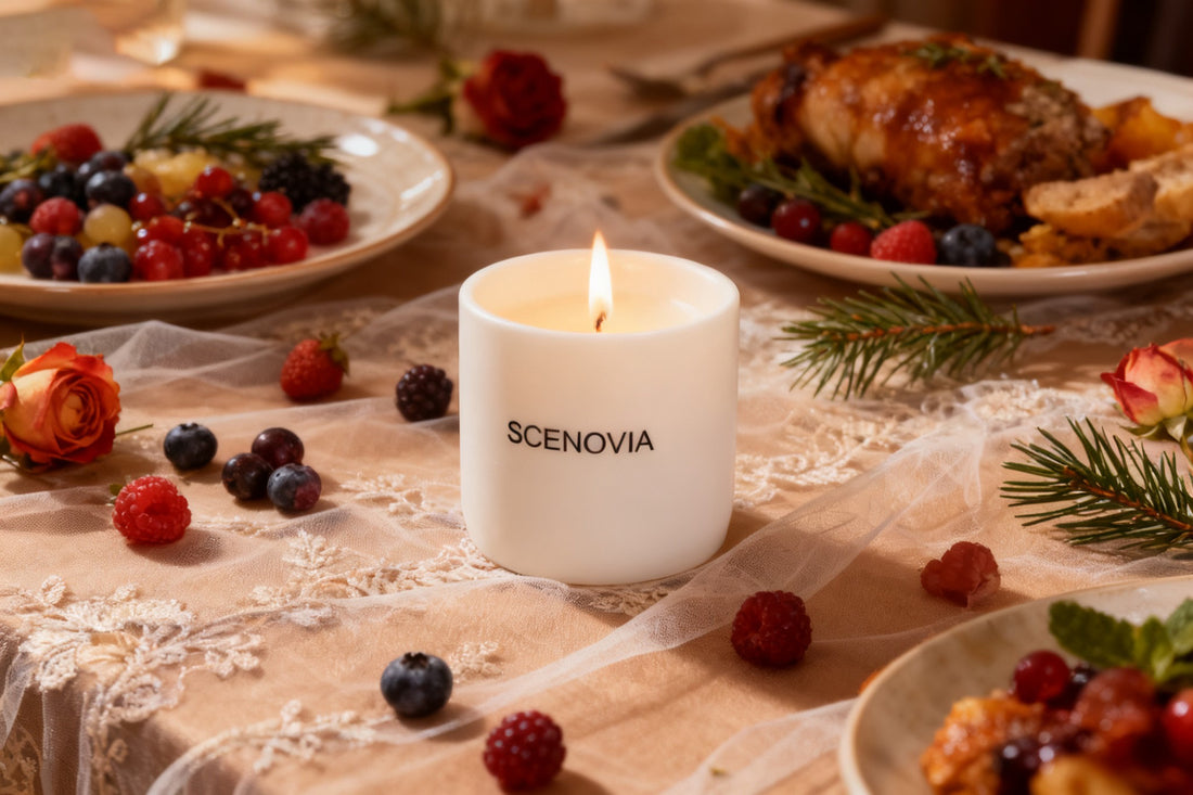 SCENOVIA berry rose scented candle for Christmas