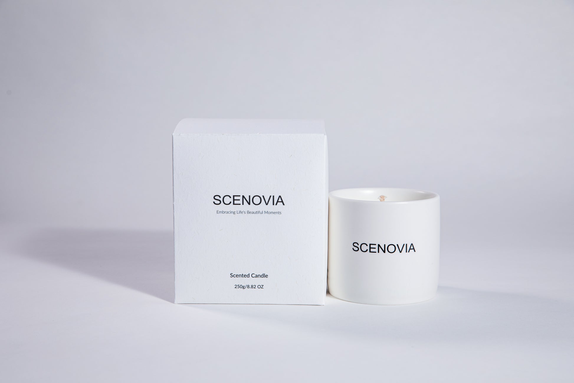 SCENOVIA Natural Soy Wax Candle Kiln-Fired Reusable Ceramic Vessel for Home Decor & Aromatherapy