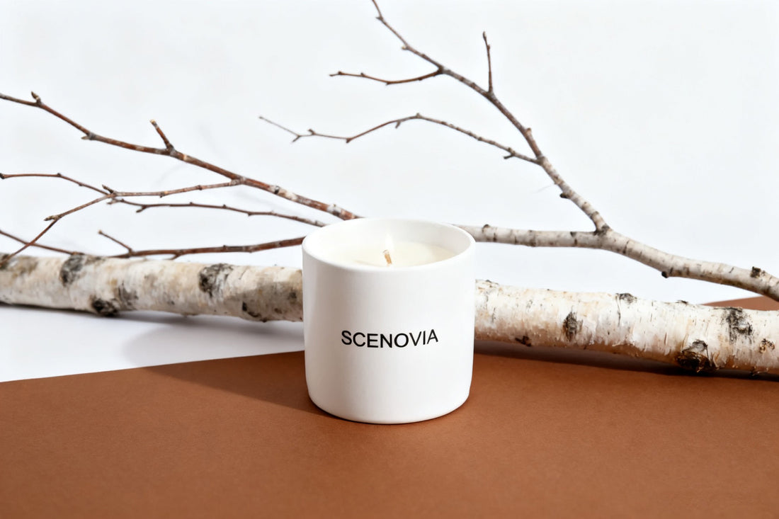 SCENOVIA French Black Juniper Soy Candle Kiln-Fired Reusable Ceramic Vessel for Home Decor & Aromatherapy