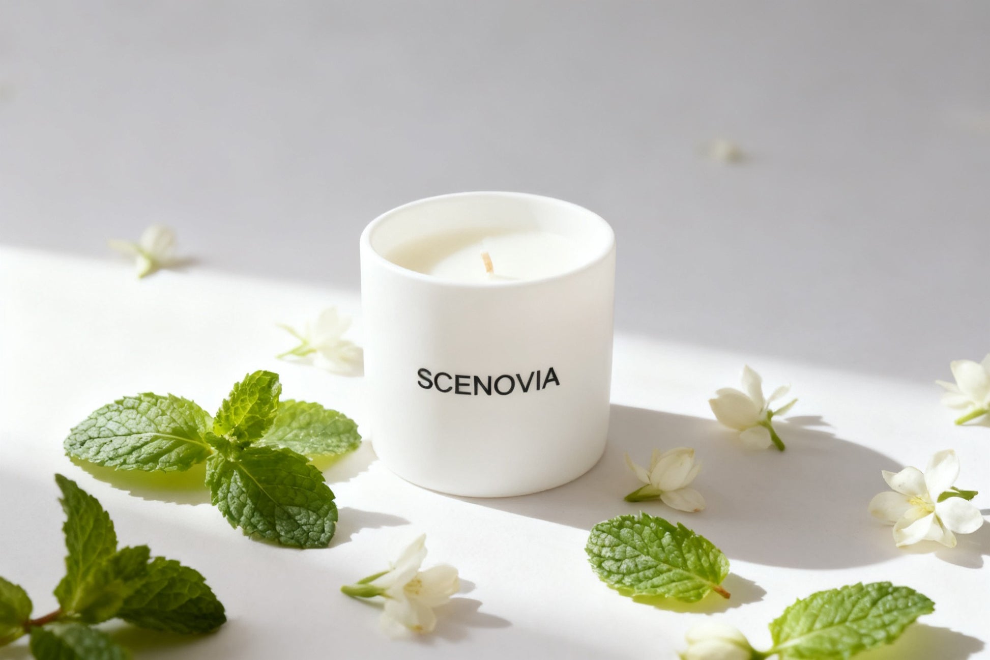 SCENOVIA White jasmine&mint Scented Candle,50+Hour Burn,Birthday Gift for Self Care,Sleep-Promoting Aromatherapy