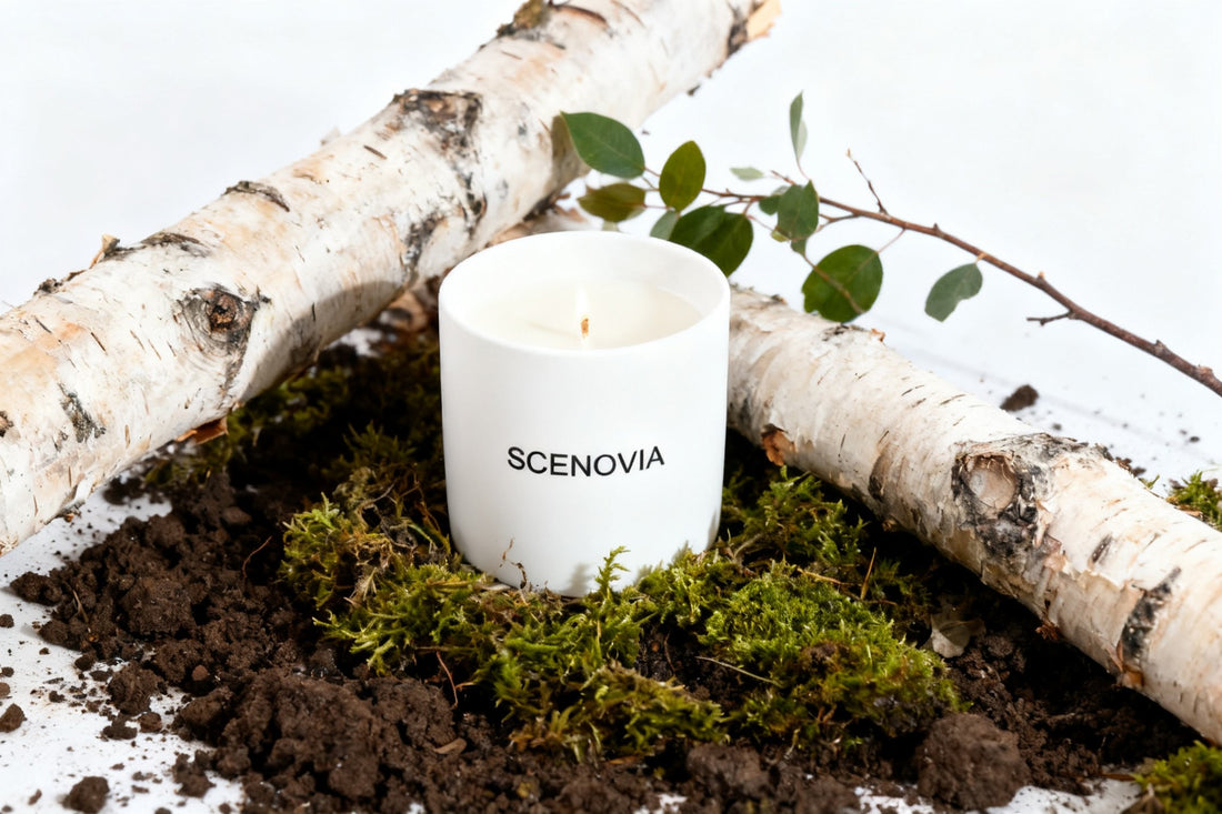 SCENOVIA Blue collier driftwood Ceramic cups woody notes Soy Candle,50+Hour Burn,Christmas Gift,Birthday Gift,Gift for Her,Self Care