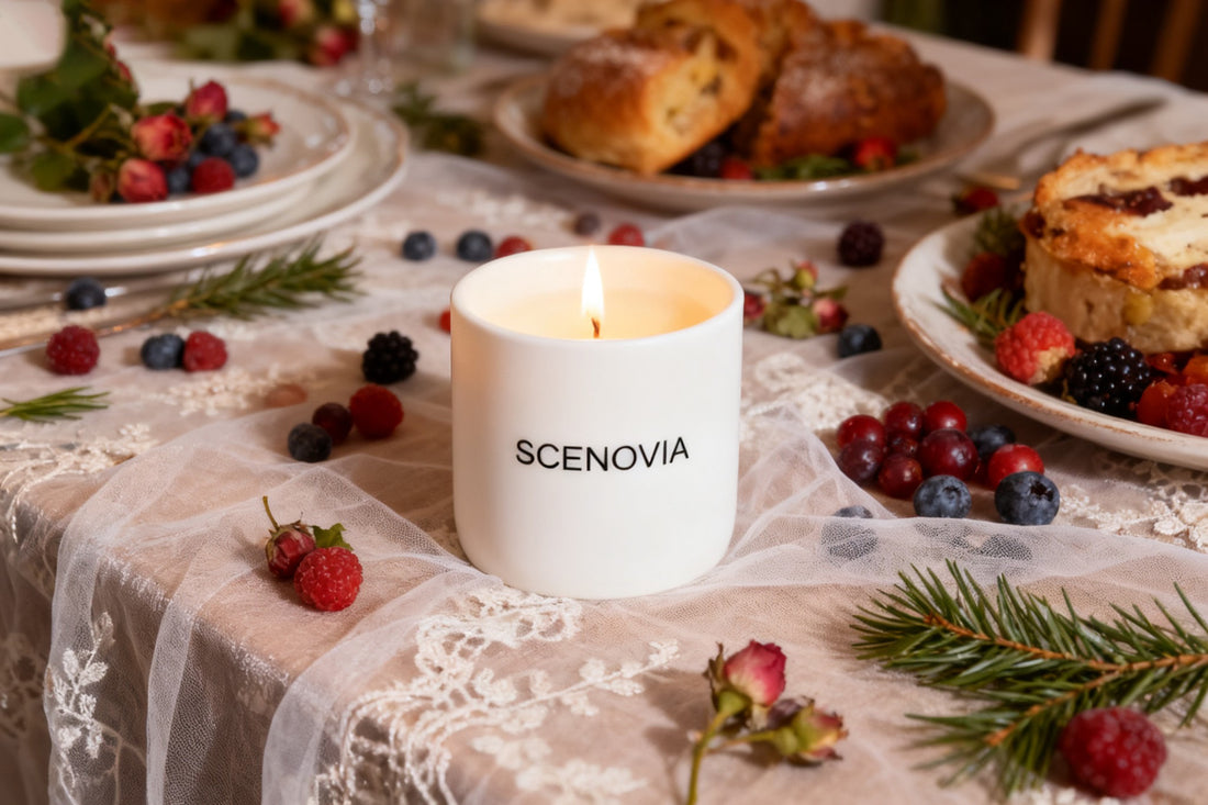 SCENOVIA berry rose scented candle for Christmas