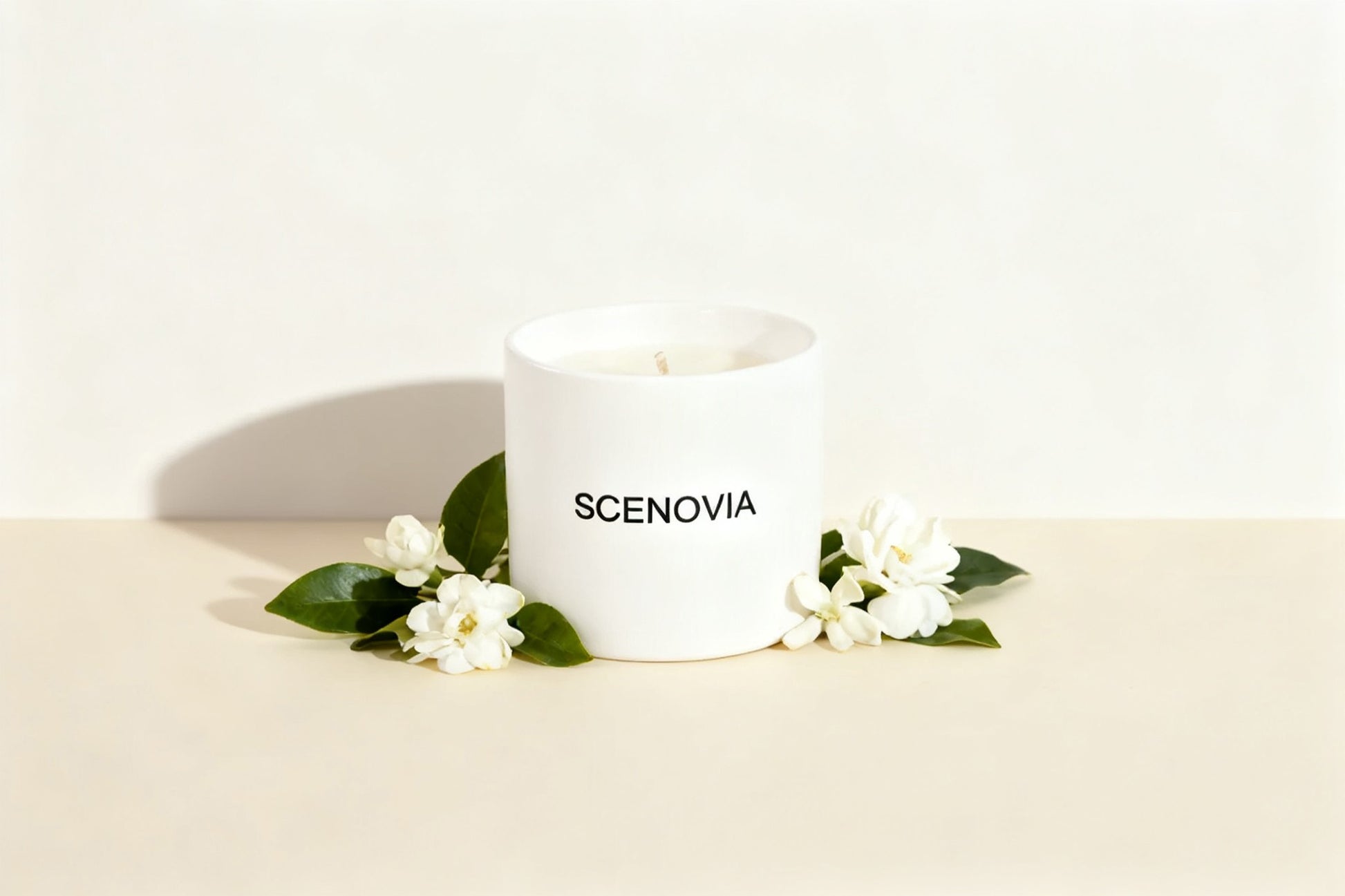 SCENOVIA Ceramic Cups White Tea Happy Scented Soy Candle,50+Hour Burn,Christmas Gift,Birthday Gift,Gift for Her,Self Care,Sleep-Promoting Aromatherapy