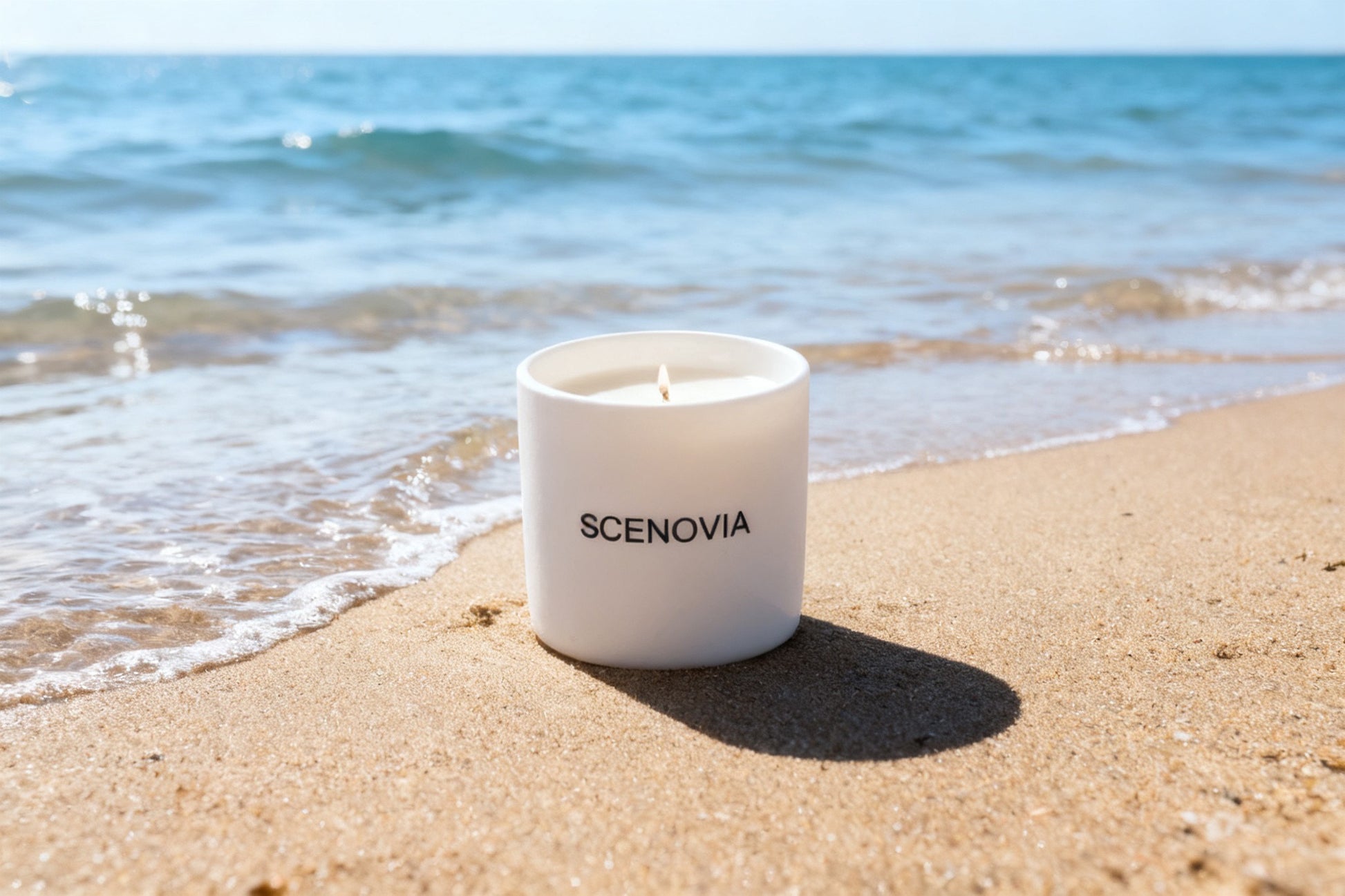 SCENOVIA Ocean Collection Sea Breeze Scented Soy Candle Aromatherapy in Kiln-Fired Reusable Ceramic Vessel for Home Decor & Aromatherapy