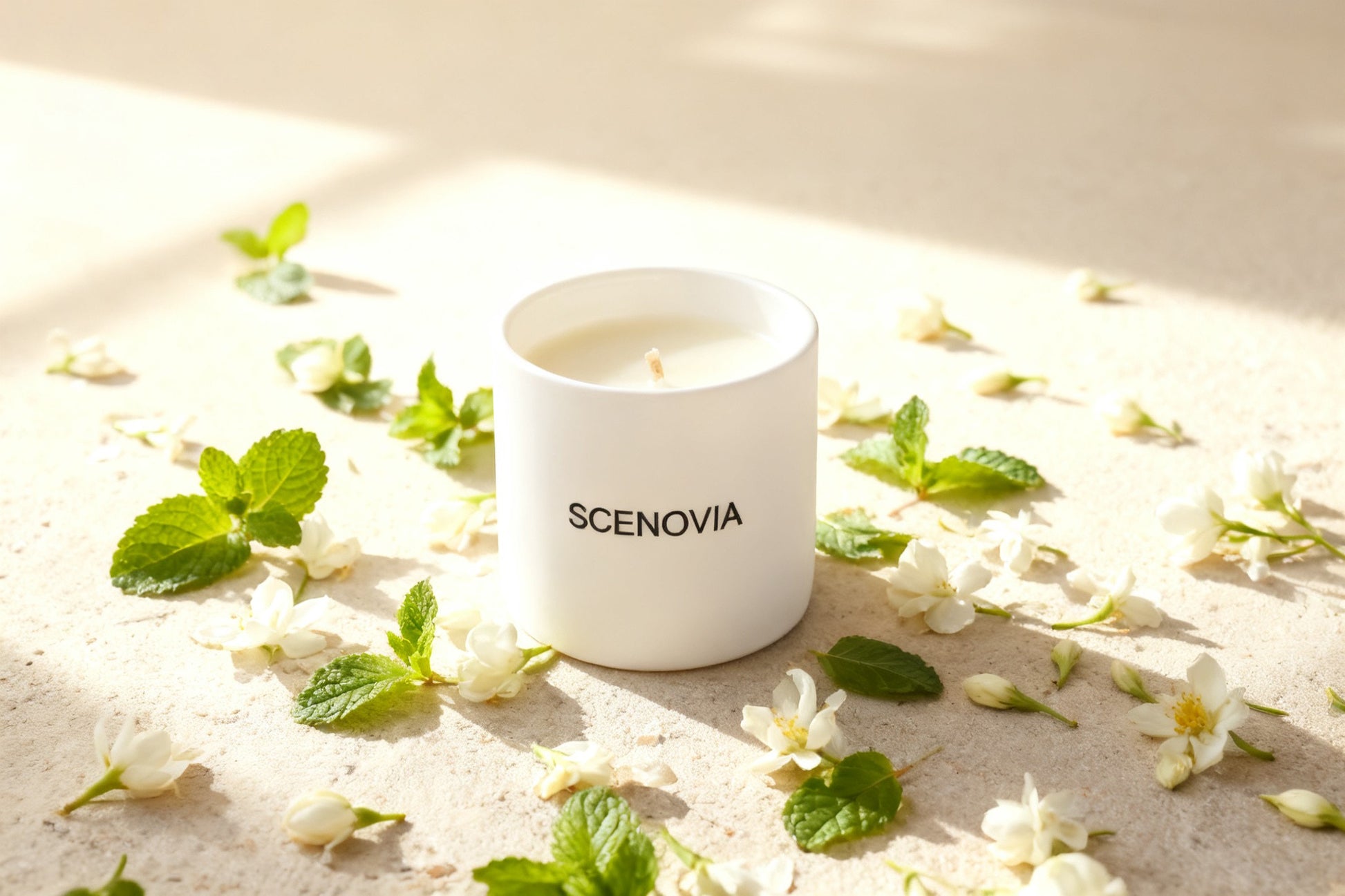 SCENOVIA White jasmine&mint Scented Candle,Soy Wax,Birthday Gift for Self Care,Sleep-Promoting Aromatherapy