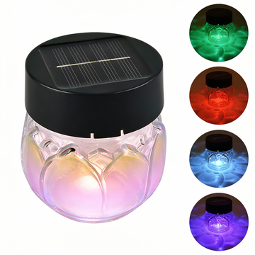 Solar-Powered Outdoor&Tabletop Glass Lotus Flower Lights 2packs