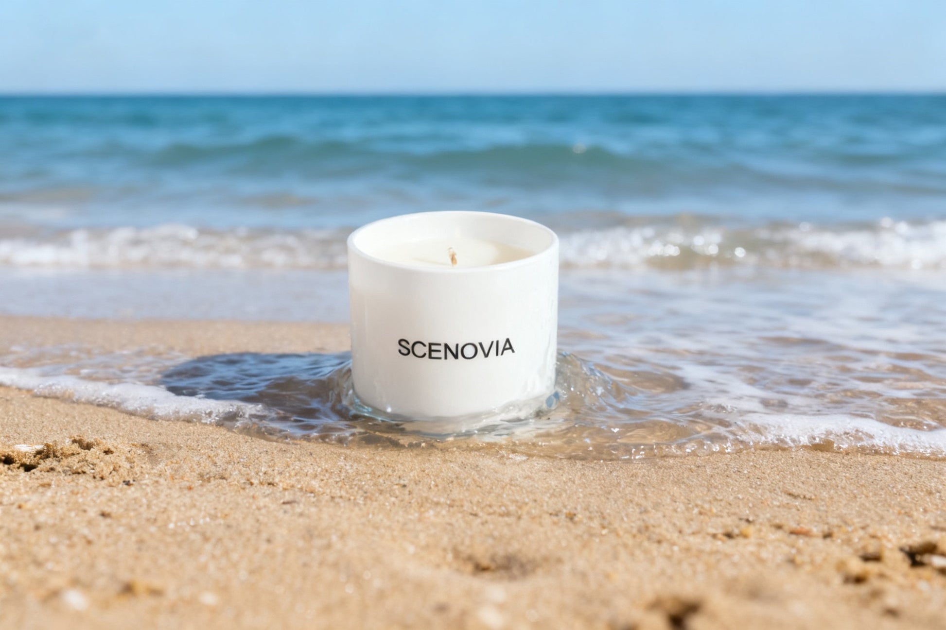 SCENOVIA Ocean Collection Sea Breeze Scented Soy Candle Aromatherapy in Kiln-Fired Reusable Ceramic Vessel for Home Decor & Aromatherapy