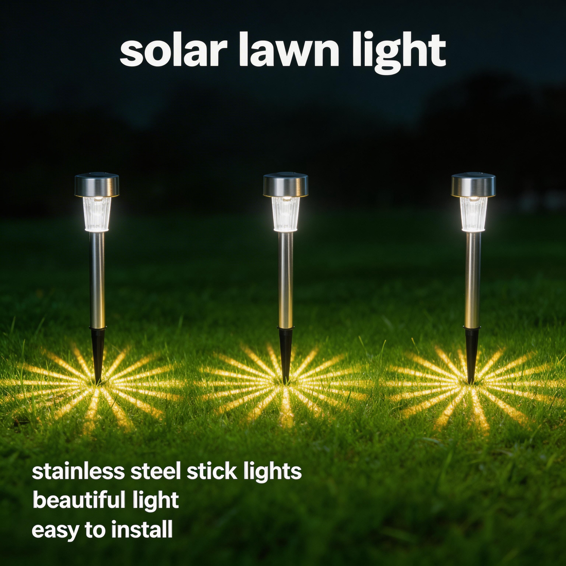 8pcs Solar Buried Lights+12pcs solar outdoor LED stainless steel stick lights+4pcs Multi-Color 90LED Starburst String Light