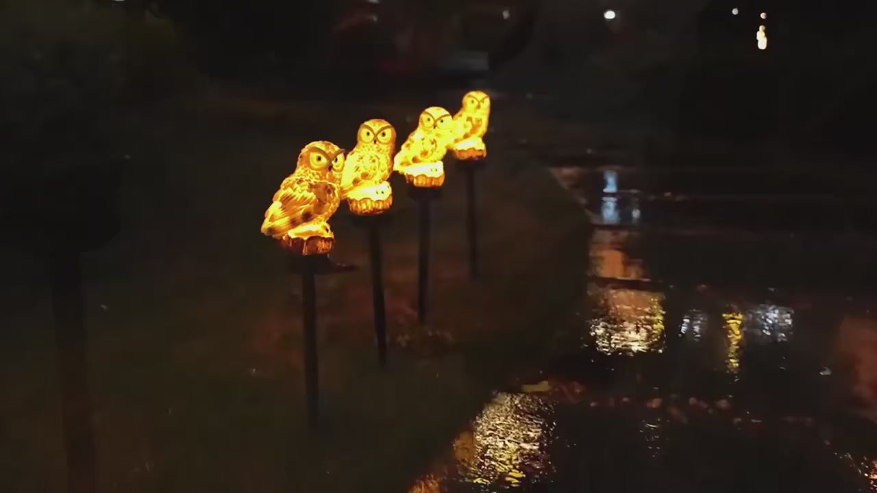 Solar Owl Lanterns with Stake Installation for Halloween, Christmas, Yard, Patio, Walkway - Automatic Dusk-to-Dawn Lighting, No Wiring Needed, Durable Plastic Construction, Patio Illumination, Whimsical Design, Weatherresistant Material, Holiday Decorators, Solar Light, Solar Garden Ornaments/lamps/lighting, Solar Lamps For Outside Garden